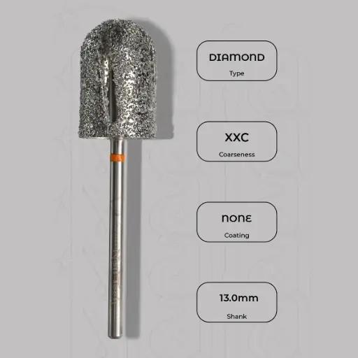 [8000607] Diamantová fréza s drážkami na pedikúru Ø13.0 mm - extra extra hrubá