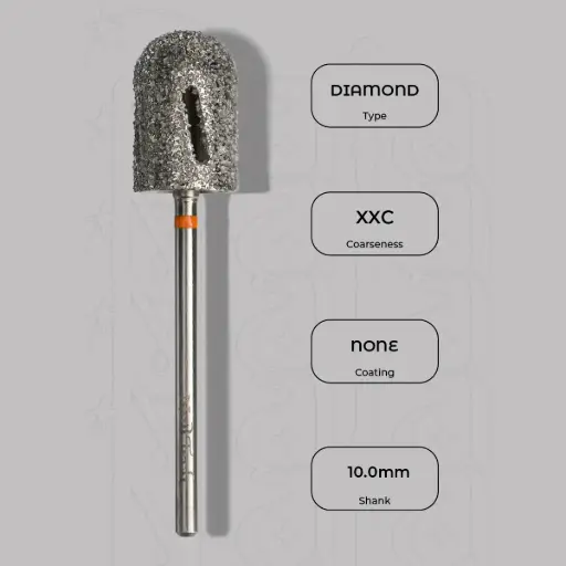 [8000605] Diamantová fréza s drážkami na pedikúru Ø10.0 mm - extra extra hrubá